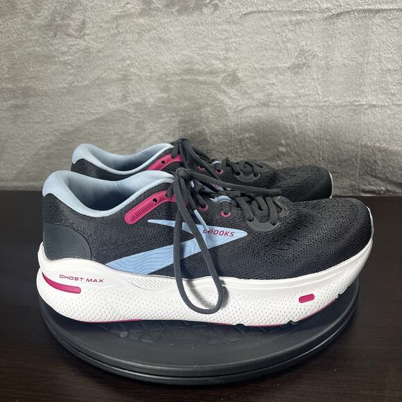 Brooks Ghost Max Womens Size 8.5 Wide Running Walking Black Lace Up Sneakers - Picture 1 of 10